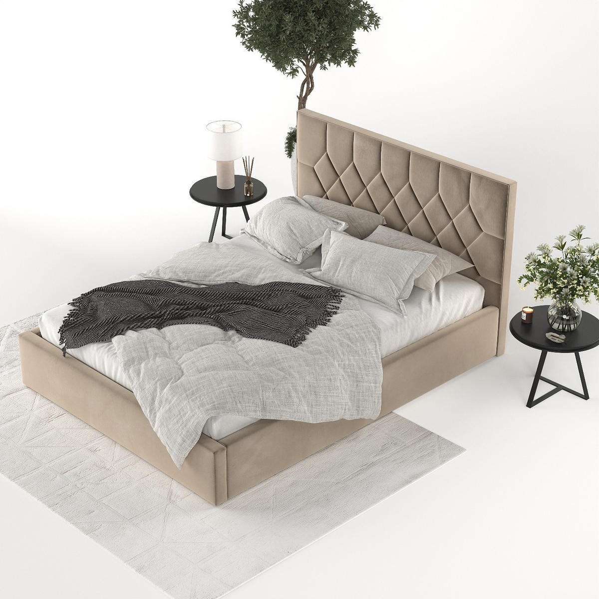 POLSTERBETT Brisa 160/200 cm Taupe im Paros Stoff - Taupe/Schwarz, Holz/Holzwerkstoff (160/200cm) - AltaBeds