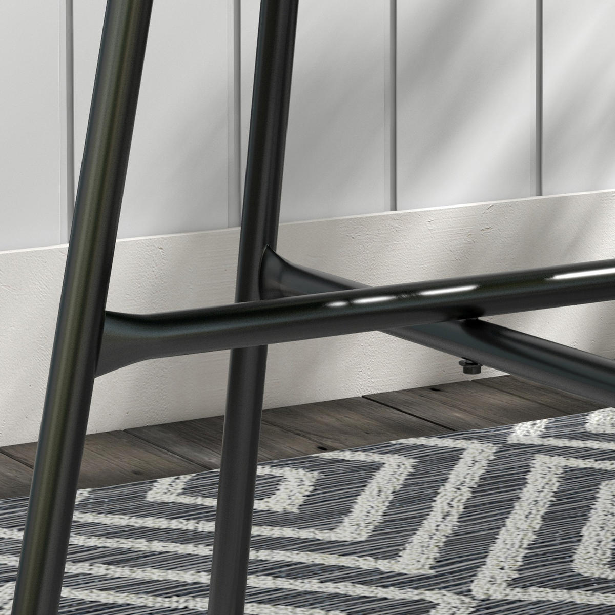 BALKONTISCH, Schwarz, Metall, PE Rattan - Schwarz, Kunststoff (50/50/50cm) - Outsunny