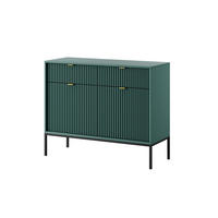 KOMMODE NOVA, Geriffelte Front, 2-Türen, 2-Schubladen 104x39x83 cm, Labrador - Türkis/Schwarz, Holzwerkstoff/Kunststoff (104/83/39cm) - DomoHome