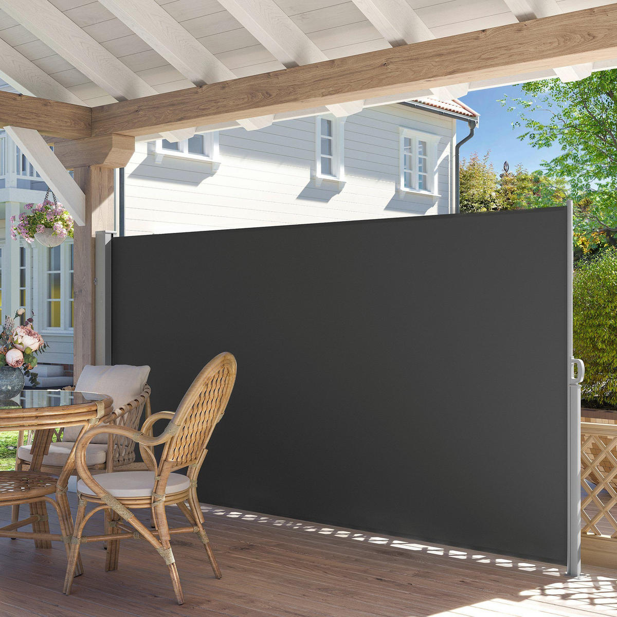 SEITENMARKISE Summer - Dunkelgrau, Metall (450/160cm) - SONGMICS