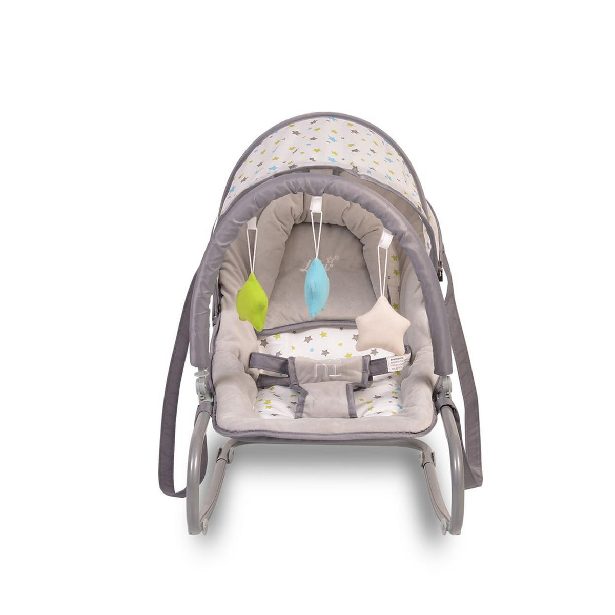 BABYWIPPE Lulu hellgrau verstellbare Sitzposition, Spielbogen, Tragehenkel, Metallrahmen - Grau, Metall - Moni