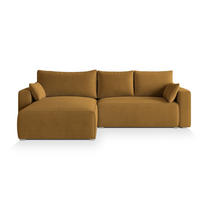 ECKSOFA FORIL P Gelb Kordstoff mit Schlaffunktion - Gelb, Holz (265/178cm) - MASSENO