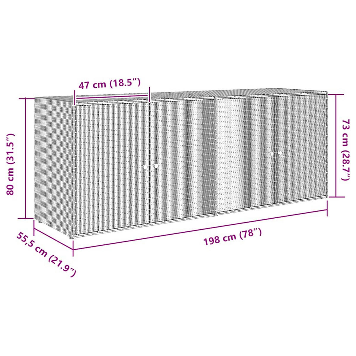 GARTENSCHRANK Schwarz 198/55,5/80 Cm Poly Rattan - Schwarz, Holzwerkstoff (55.5/80/198cm) - vidaXL