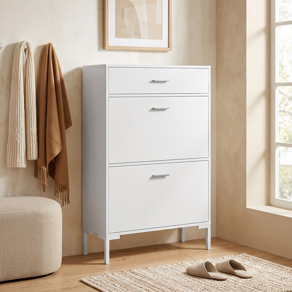 SCHUHSCHRANK Weiß 26.0/75.0/110.0 cm - Weiß, Holzwerkstoff (75/110/26cm)