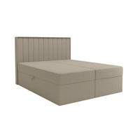 BOXBETT - Taschenmatratze + Topper 140x200 beige Bouclé - Beige, Holz/Holzwerkstoff (140/200cm) - SIMKAM Furniture