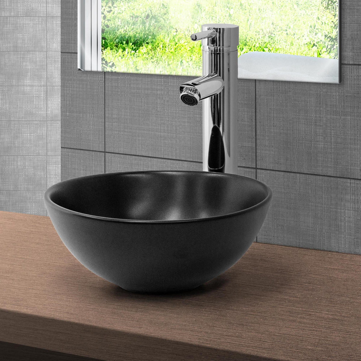 WASCHBECKEN - Schwarz, Keramik (28/15/28cm) - ML-DESIGN