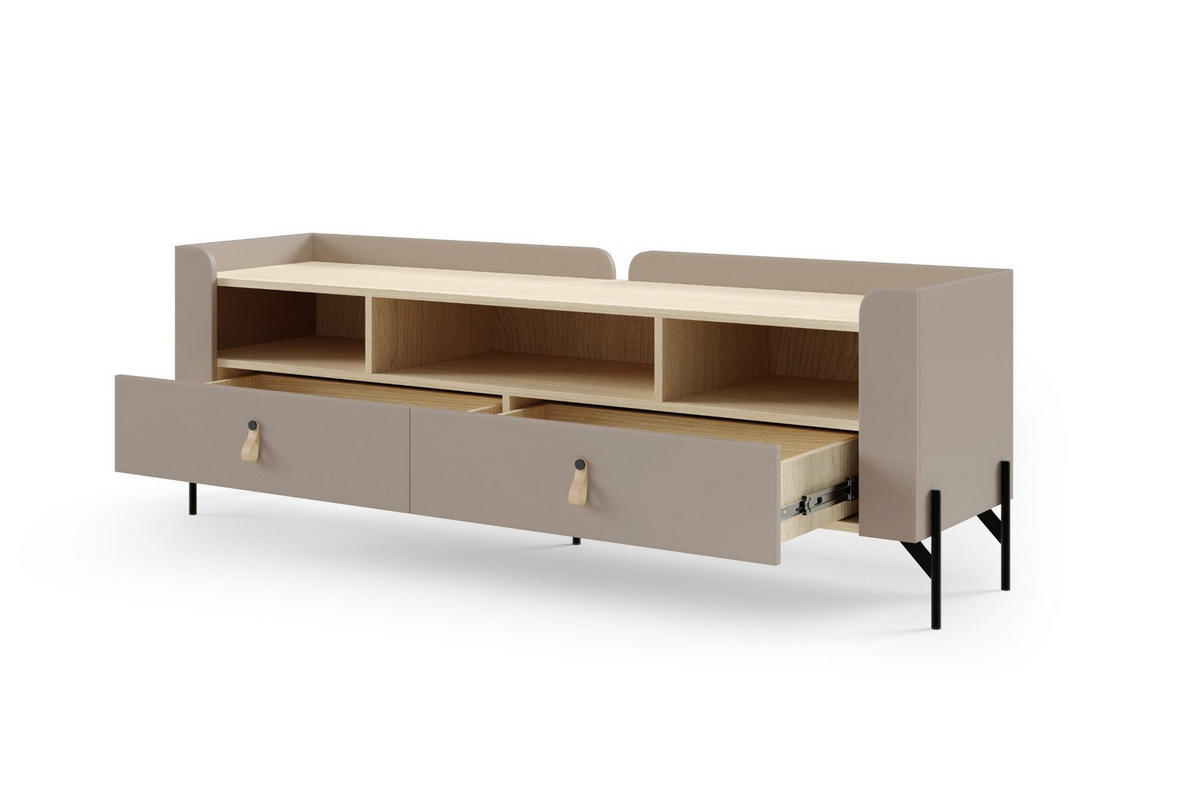 TV-LOWBOARD SOVI 09 160 / 55 / 42 cm in Porcini / Eiche Mavelie - Greige/Eichefarben, Holzwerkstoff (160/55/42cm) - Deine Möbel 24