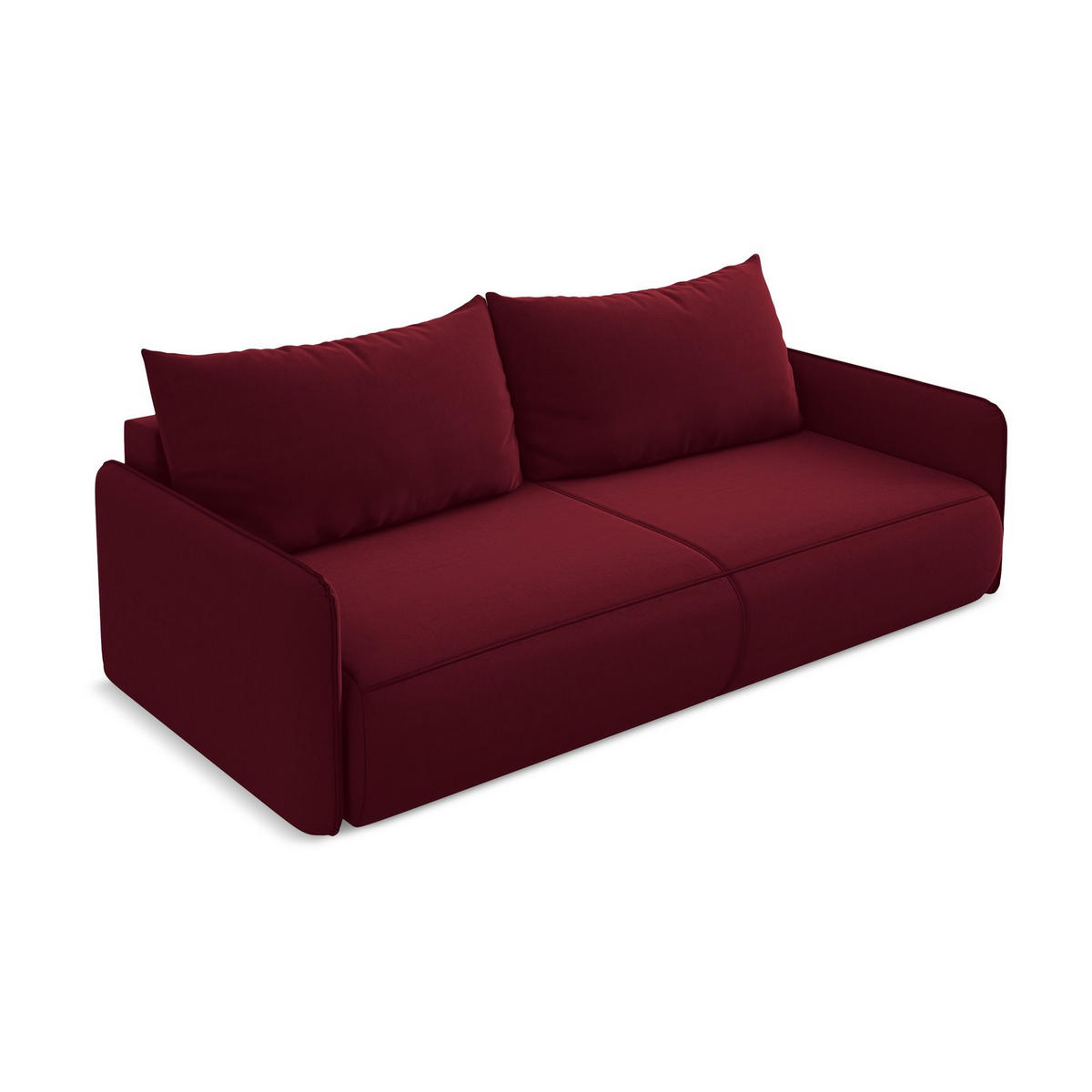 3-SITZER SOFA mit Schlaffunktion Samt Stoff Rot - Bordeaux/Rot, Kunststoff/Textil (216/86/105cm) - LaMiaSofa