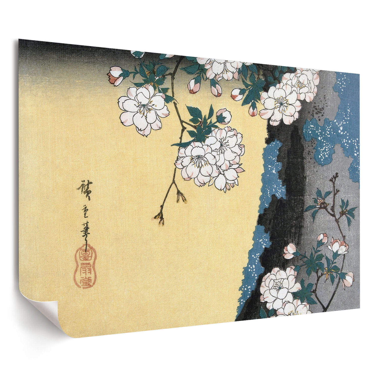 POSTER - 84x59 cm (A1) - Utagawa Hiroshige - Kirschblüten - Weiß, Textil (84/59.4/0.1cm) - TULUP
