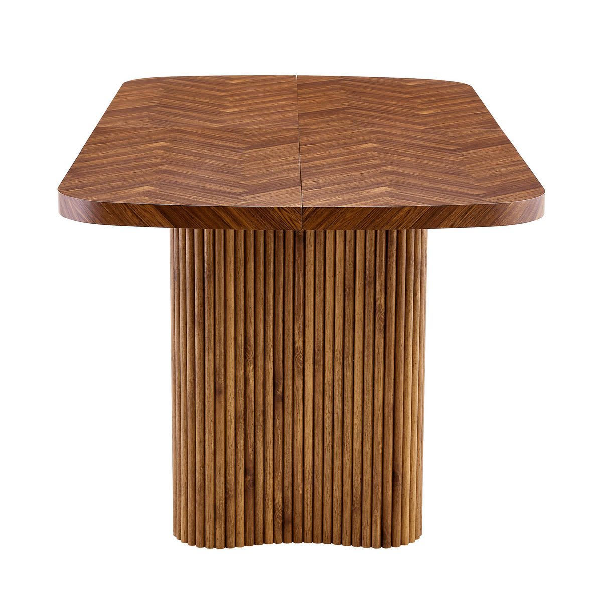 ESSTISCH 180/90/75 cm nussbaumfarben aus MDF mit bogenförmiger Säulenstütze - Walnussfarben, Holzwerkstoff (180/90/76cm) - OKWISH