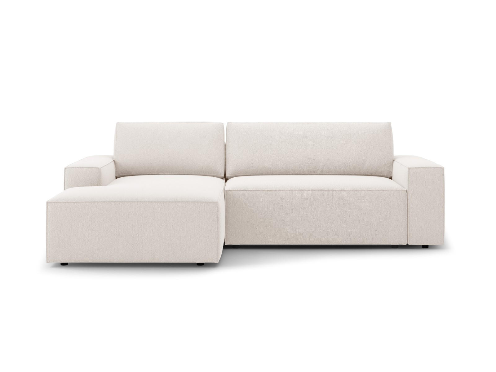 AUSKLAPPBARES-ECKSOFA links mit Container Jodie aus strukturiertem Stoff leichtes beige 3 Sitzplätze - Creme, Textil (246/151cm) - Micadoni