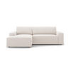 AUSKLAPPBARES-ECKSOFA links mit Container Jodie aus strukturiertem Stoff leichtes beige 3 Sitzplätze - Creme, Textil (246/151cm) - Micadoni