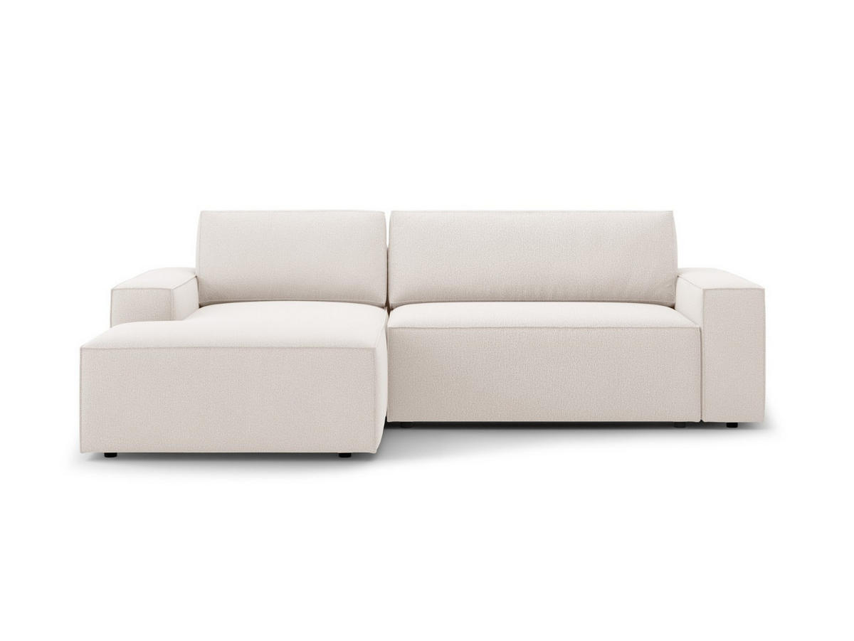 AUSKLAPPBARES-ECKSOFA links mit Container Jodie aus strukturiertem Stoff leichtes beige 3 Sitzplätze - Creme, Textil (246/151cm) - Micadoni