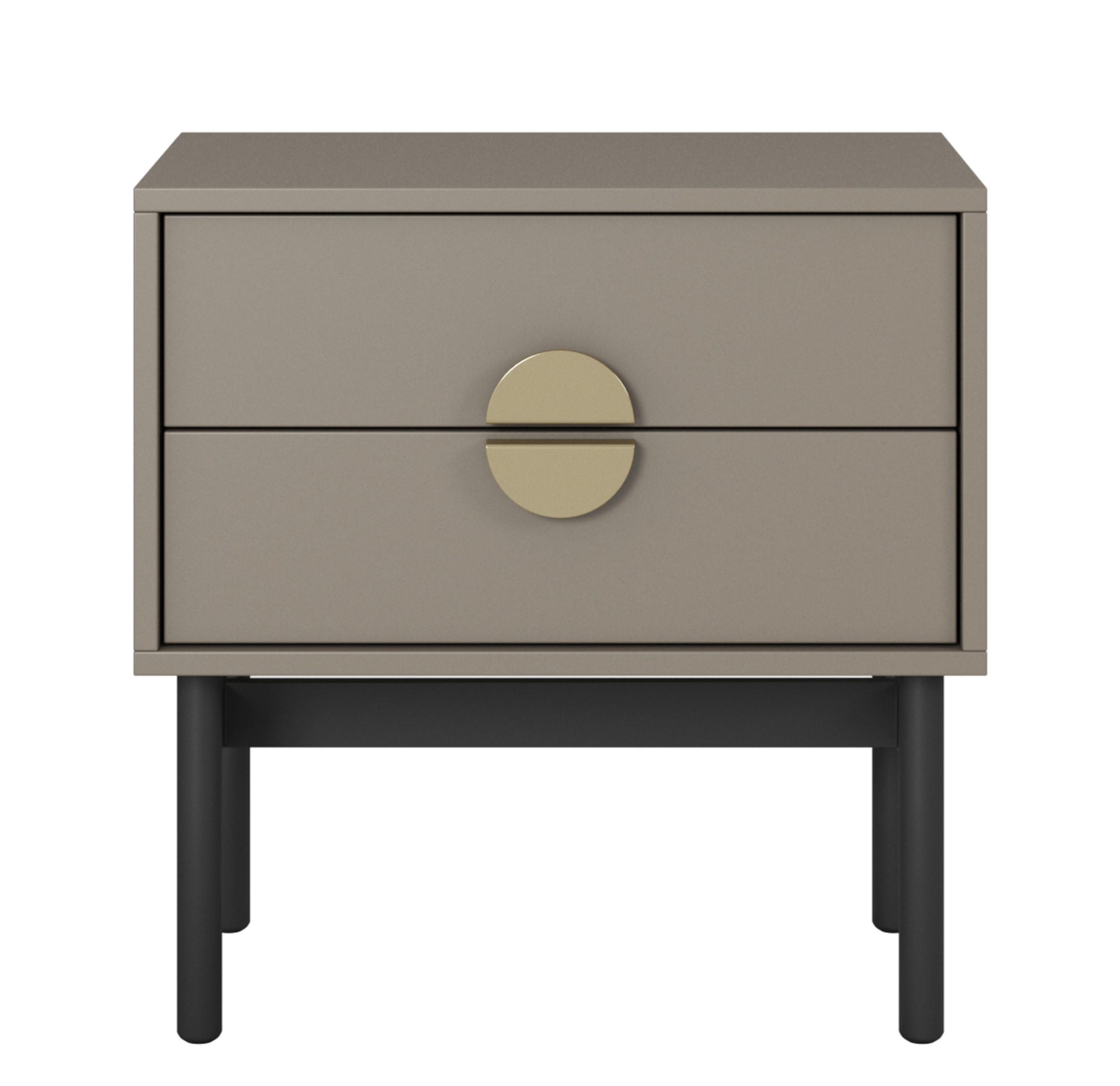 NACHTSCHRANK Stoon Steingrau 55 cm - Beige/Goldfarben, Holzwerkstoff/Metall (55/57/38cm) - Selsey