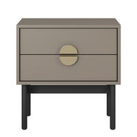 NACHTSCHRANK Stoon Steingrau 55 cm - Beige/Goldfarben, Holzwerkstoff/Metall (55/57/38cm) - Selsey