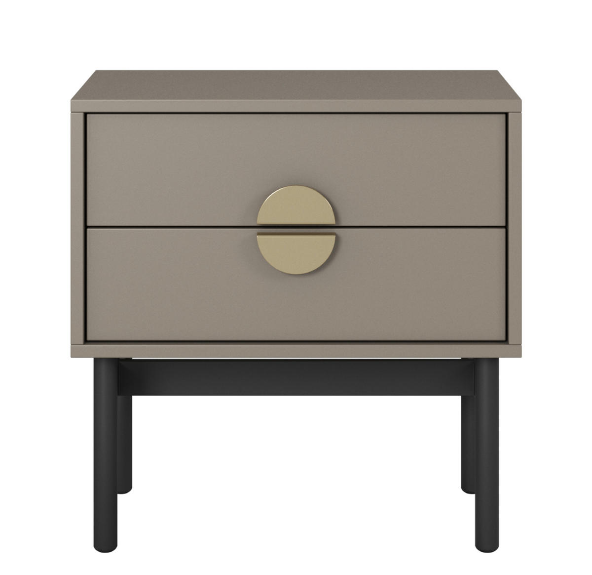 NACHTSCHRANK Stoon Steingrau 55 cm - Beige/Goldfarben, Holzwerkstoff/Metall (55/57/38cm) - Selsey