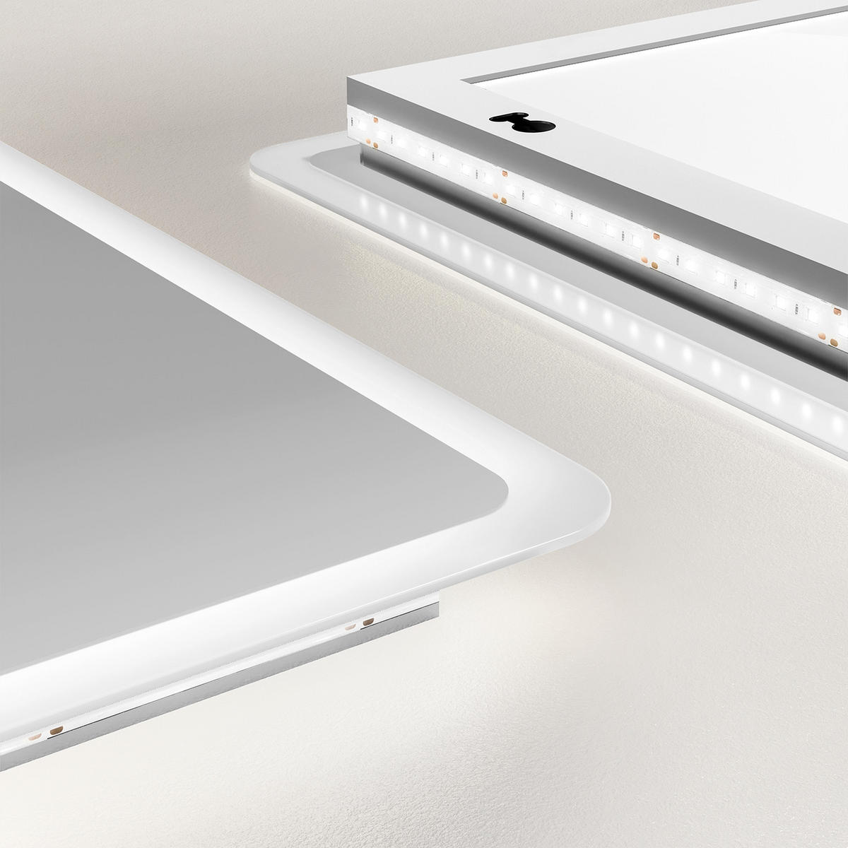 BADSPIEGEL mit Beleuchtung mit Integriertem Schminkspiegel 90/70 cm - Weiß, Glas (50/3.5/70cm) - EMKE