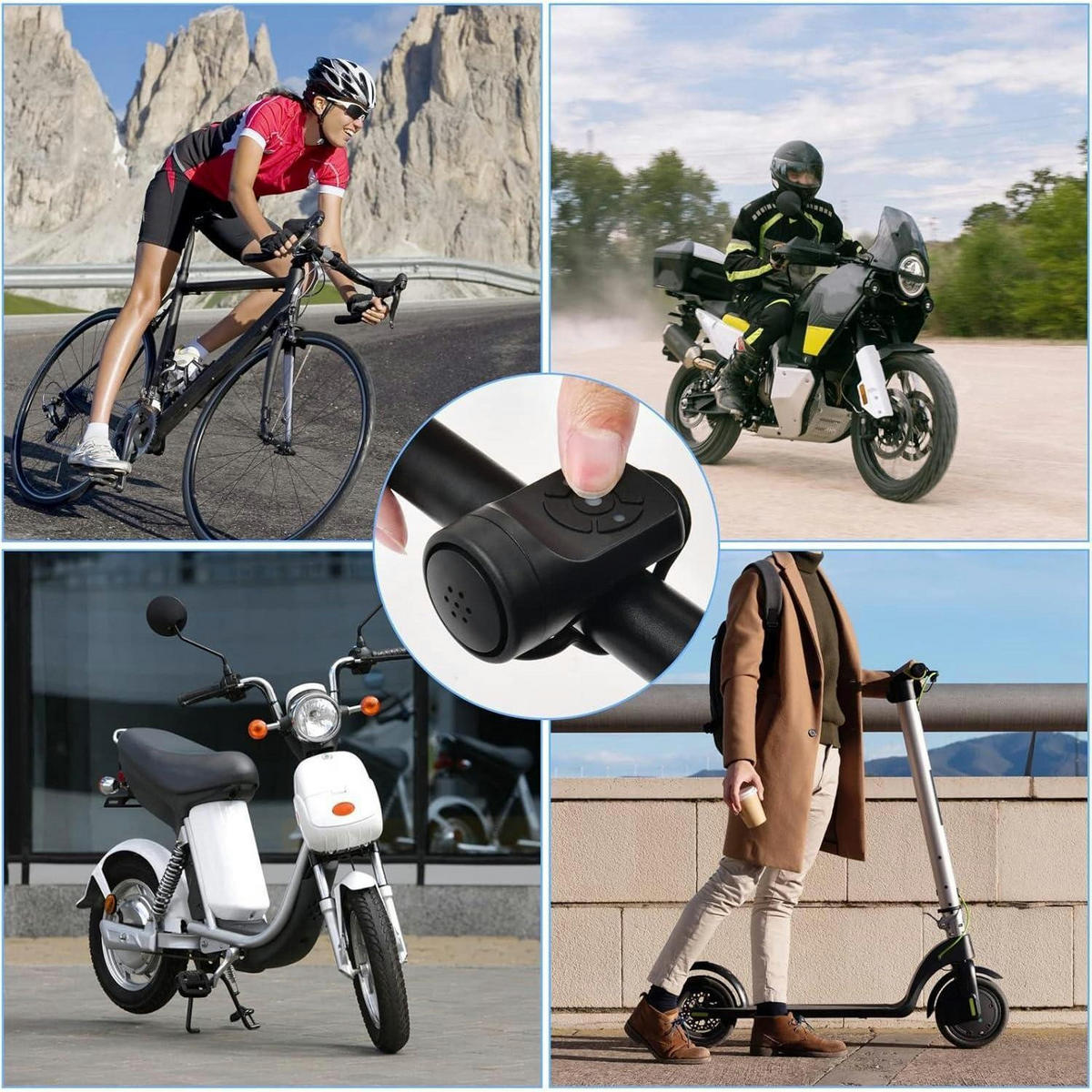 FAHRRADKLINGEL elektrisch 120 dB Diebstahlschutz Schwarz - Schwarz, Kunststoff (4.8/3.5/7.5cm)