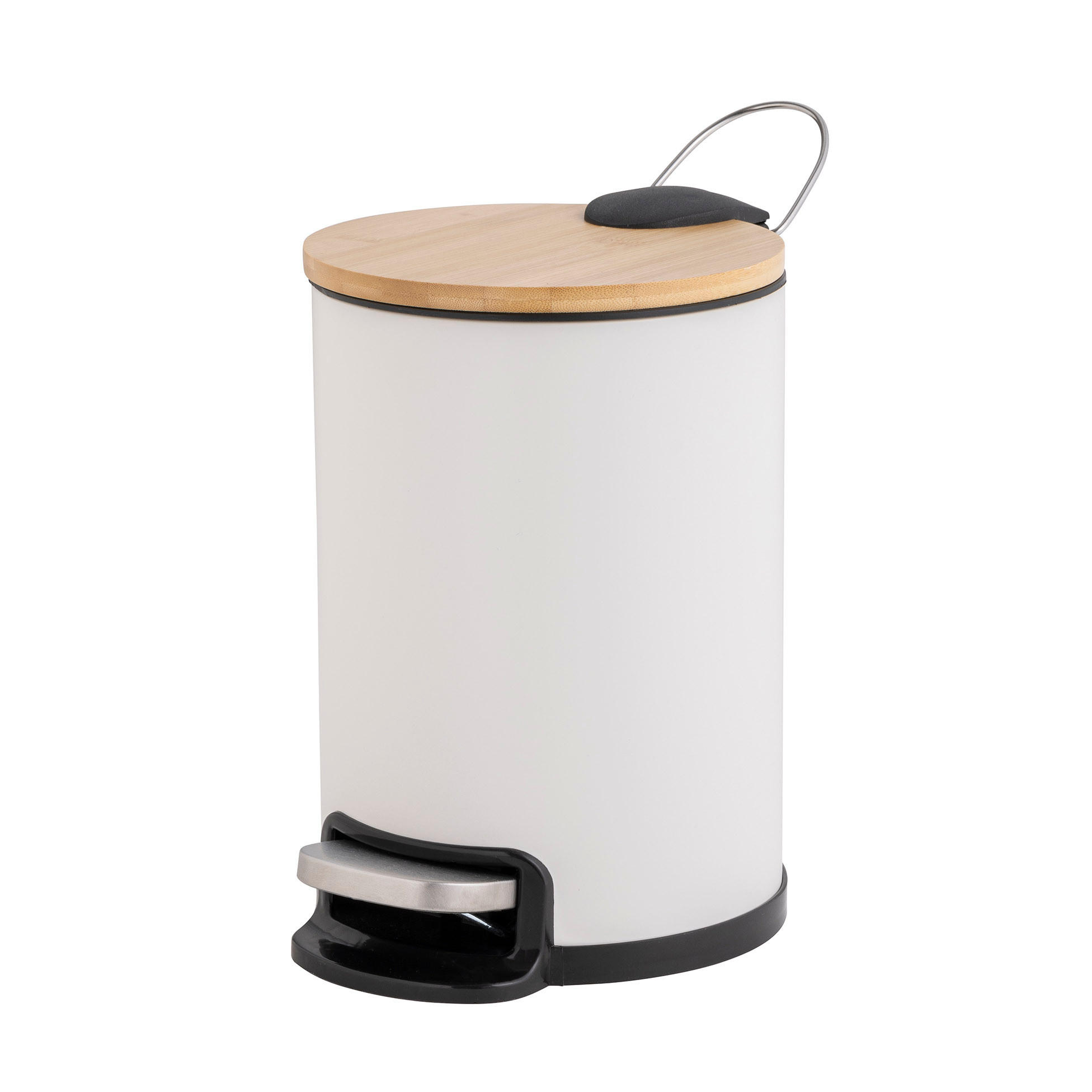 MÜLLEIMER Soft-Close Bambus 3 l Mobelle - Weiß, Metall (21/27/17cm) - Douceur d´intérieur