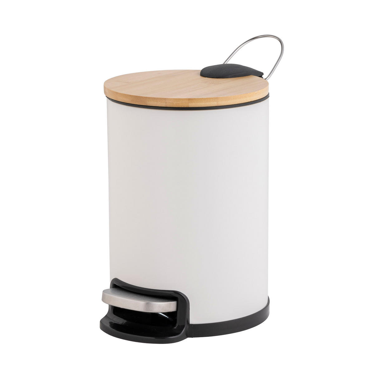 MÜLLEIMER Soft-Close Bambus 3 l Mobelle - Weiß, Metall (21/27/17cm) - Douceur d´intérieur