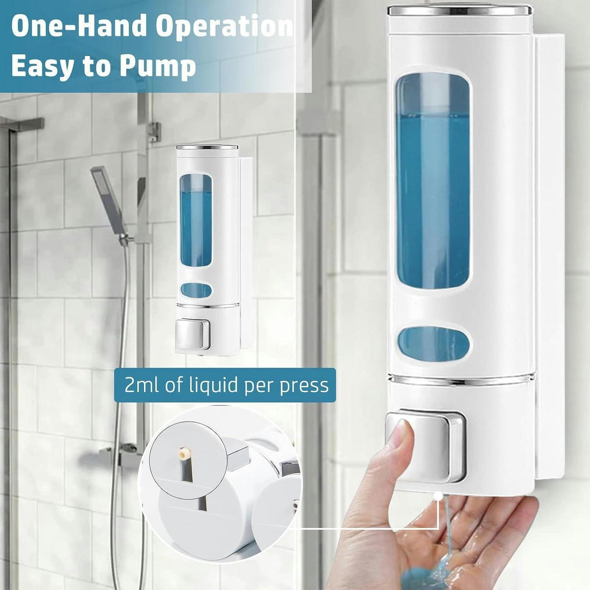 SEIFENSPENDER Wandmontage 400 ml Weiß - Weiß, Kunststoff (6.5/21.3/6.5cm)