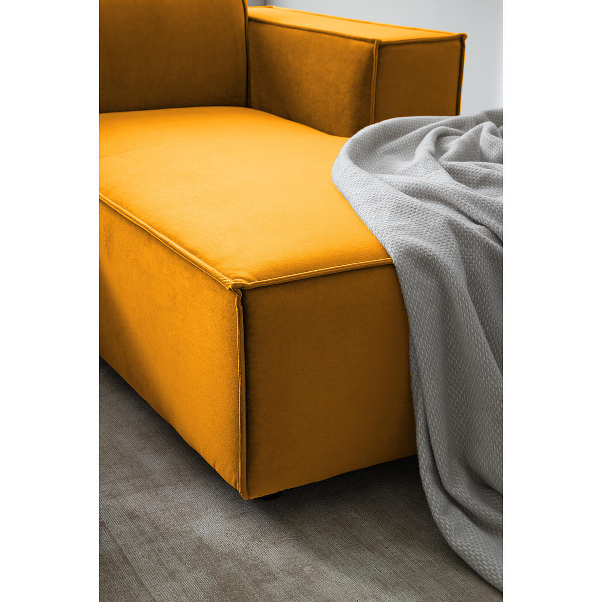 ECKSOFA mit Longchair - Gelb/Schwarz, Kunststoff/Textil (260/177cm) - home24