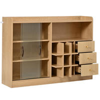 SIDEBOARD 120/30/85 cm, Natur, mit LED-Beleuchtung, Glas-Schiebetüren und Weinregal - Transparent/Naturfarben, Glas/Holzwerkstoff (120/85/30cm) - CHICFURN