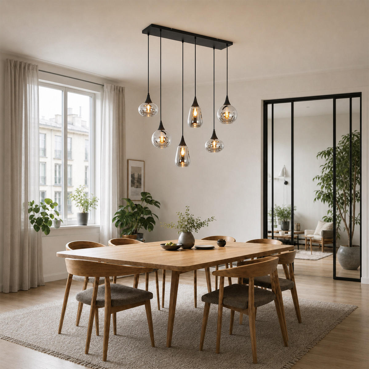 PENDELLEUCHTE Krellon 85/20/150 cm - Schwarz, Glas/Metall (85/20/150cm) - ZMH