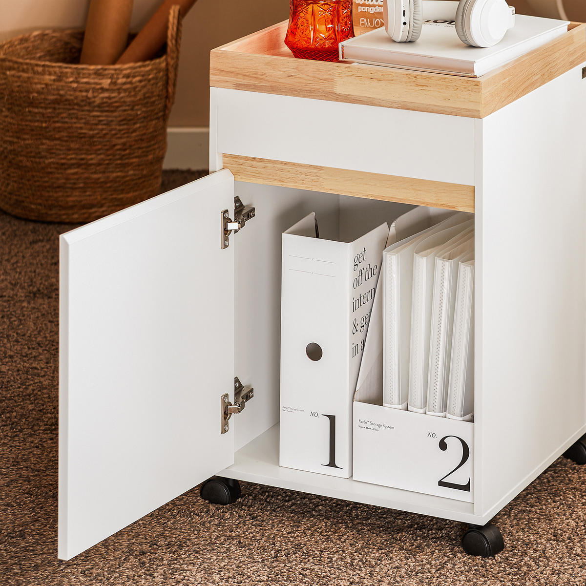 ROLLCONTAINER Weiß - Weiß, Holzwerkstoff (40/63/40cm) - SoBuy