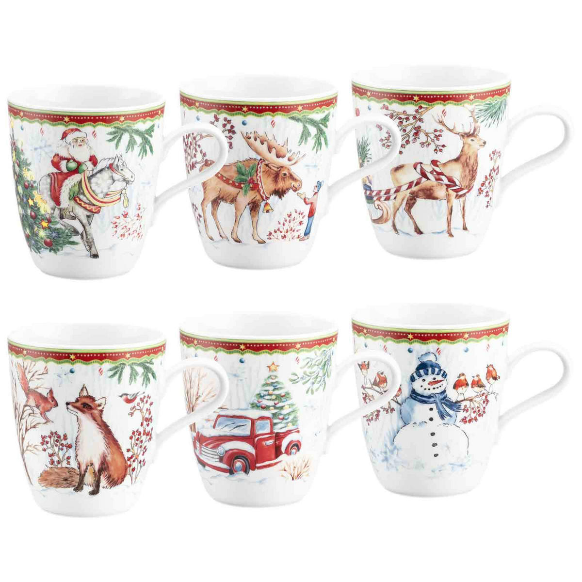 HENKELBECHER Weihnachten bunt 400 ml 6er Set - Multicolor, Keramik (0.4L) - Seltmann Weiden