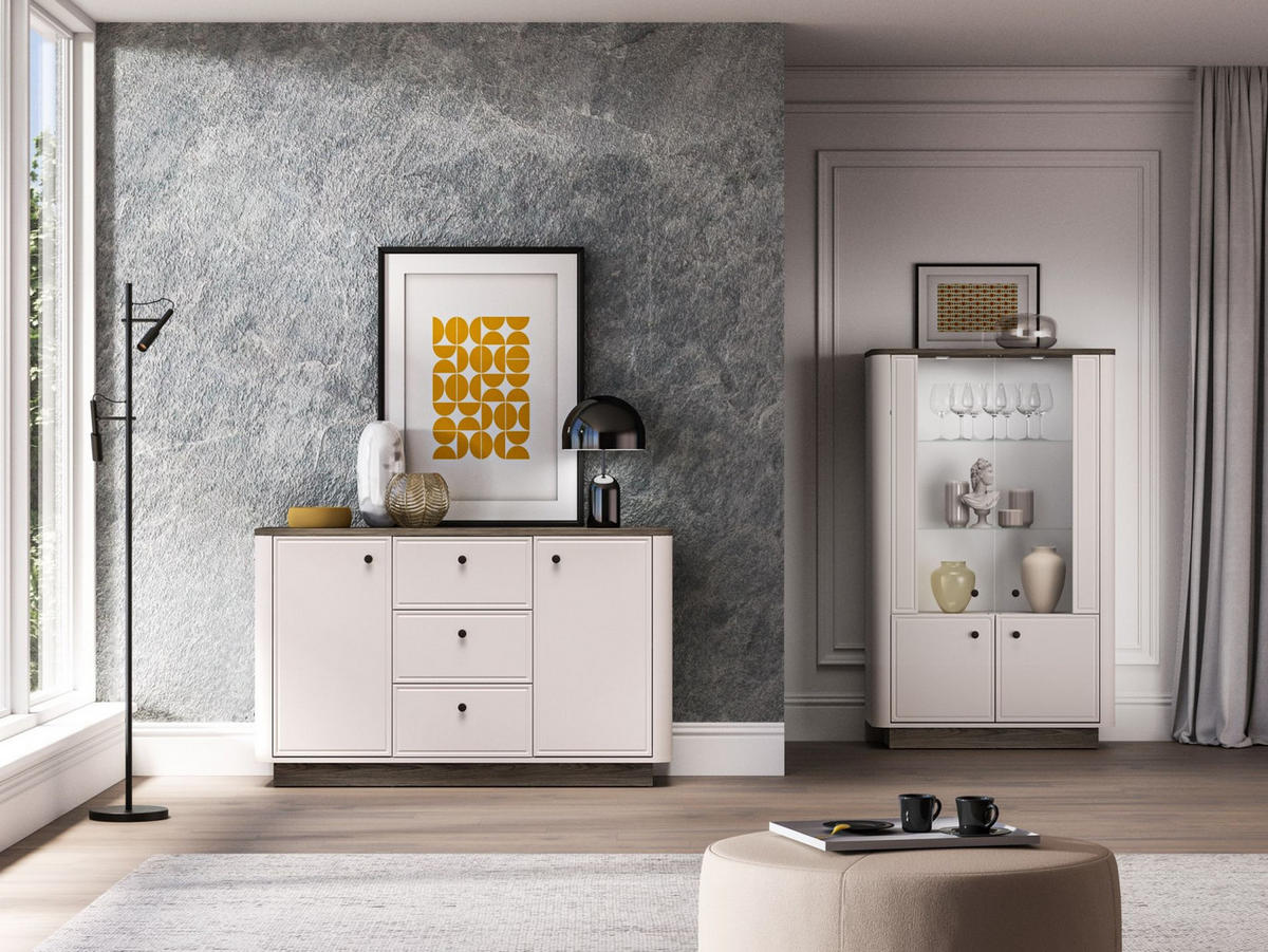 SIDEBOARD Vilavio Kaschmir/Eicheoptik Dunkel 138 cm - Taupe/Dunkelbraun, Holzwerkstoff/Metall (138/85/40cm) - Selsey
