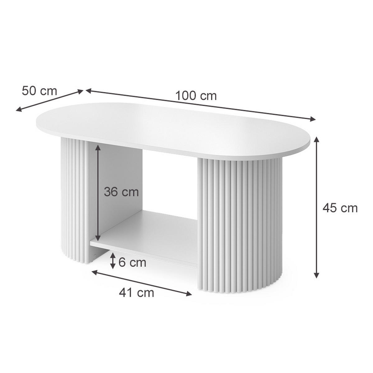 COUCHTISCH Calero, Weiß/Weiß, 100 x 50 cm - Weiß, Holzwerkstoff (50/100/45cm) - Vicco