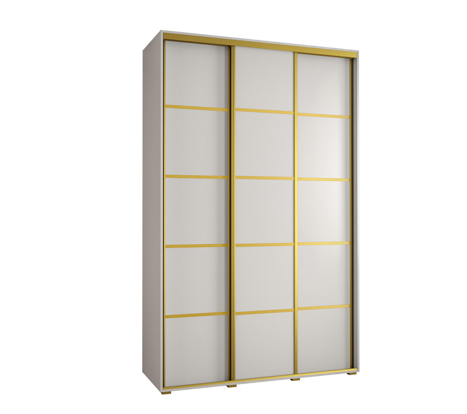 Abiks Möbel Schwebetürenschrank Weiß, Weiß, Gold 160x235x45 cm