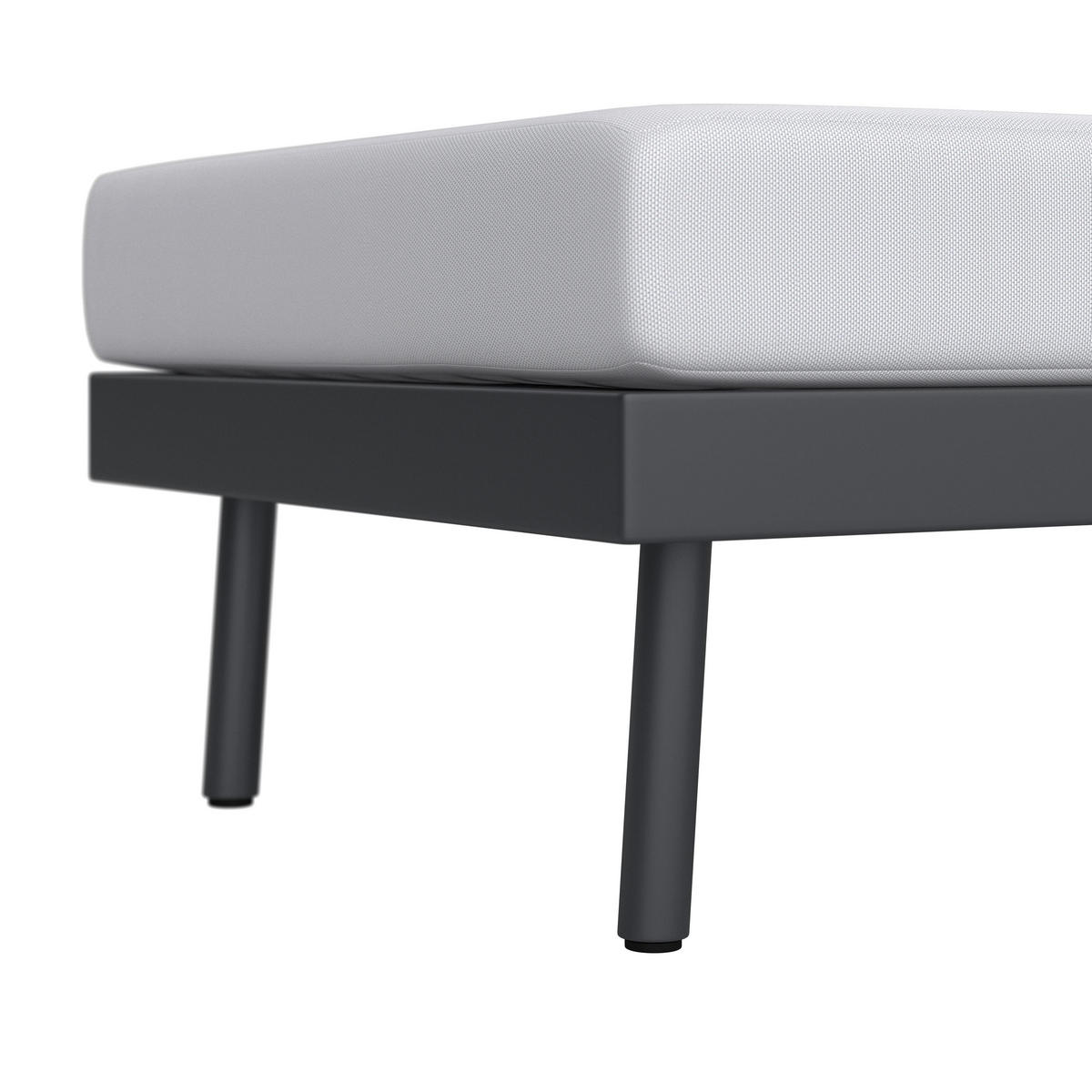 LOUNGEGARNITUR-SET Emma Grau Outdoorstoff/Metall - Weiß, Metall