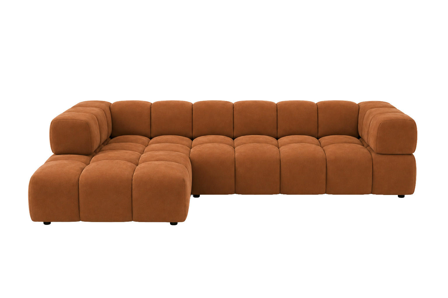 ECKSOFA L-Form, Veloursstoff Bluvel, Zimtfarbe, Links, Averro XL - Orange, Holz (320/150cm) - Kaiser Möbel