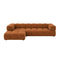 ECKSOFA L-Form, Veloursstoff Bluvel, Zimtfarbe, Links, Averro XL - Orange, Holz (320/150cm) - Kaiser Möbel