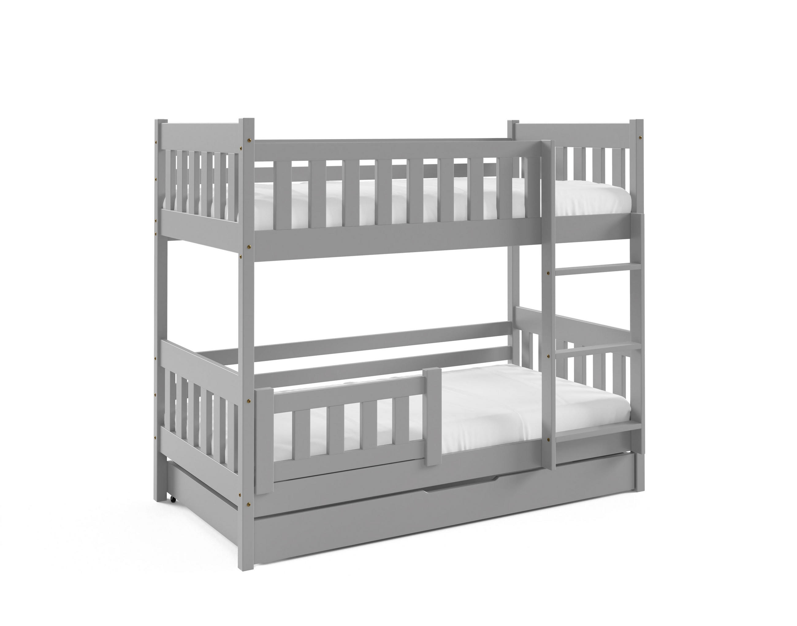 ETAGENBETT LUCIA mit Bettkasten 80x190 cm Hellgrau - Hellgrau, Holz (80/190cm) - MASSENO