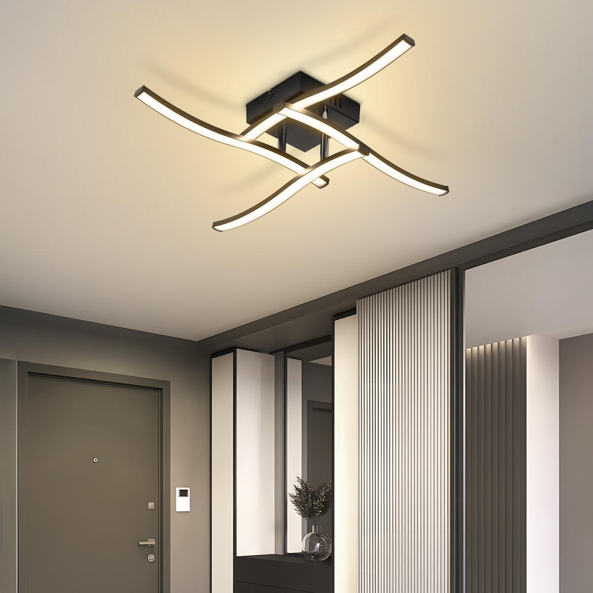 LED DECKENLEUCHTE Solon 50.5/50.5/9.5 cm - Schwarz, Kunststoff (50.5/50.5/9.5cm) - ZMH