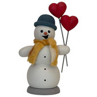 RÄUCHERFIGUR Räuchermännchen Schneemann mit Herzen 13 cm - Multicolor, Holz (6/13/10cm)