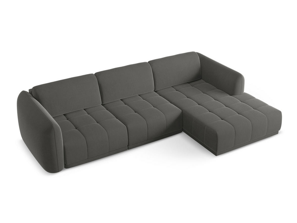 ECKSOFA Rechts Samt Stoff Grau - Dunkelgrau/Schwarz, Kunststoff/Textil (290/170cm) - Makamii