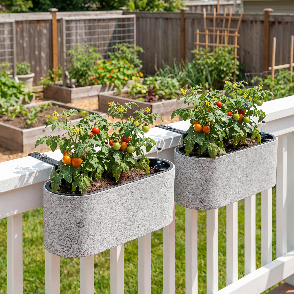 BLUMENTOPF 2er Set Kunststoff Hellgrau - Hellgrau, Kunststoff (15cm) - Outsunny