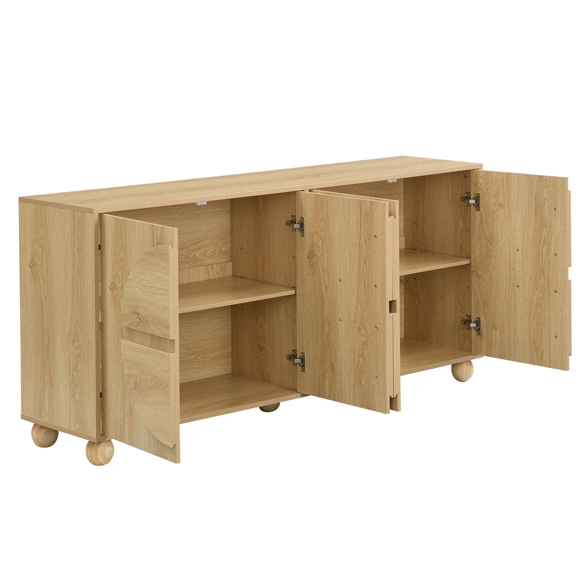 SIDEBOARD DE-37580 160/38/76 cm mit kreisförmiger Reliefoptik Natur - Naturfarben, Holzwerkstoff (160/76/38cm) - ComfortXL