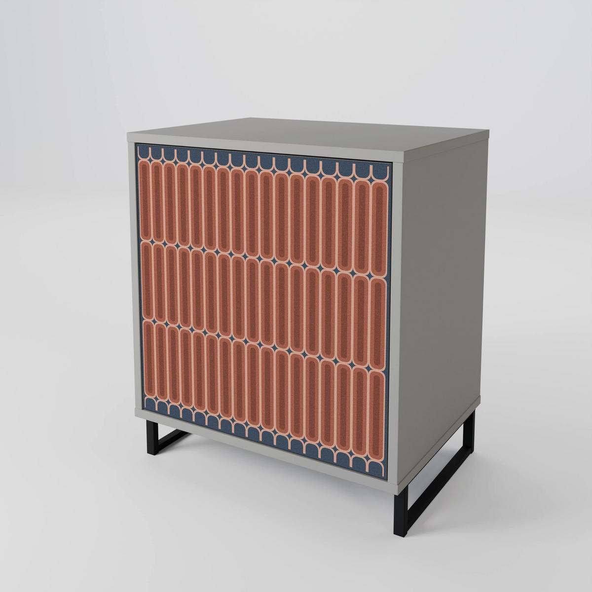 SIDEBOARD HYPNOTIC GATE, Grau, 57,5x42x75,5 cm, Goldfarbene Metallfüße - Goldfarben/Multicolor, Holzwerkstoff/Metall (57.5/75.5/42cm) - SpaceRebels