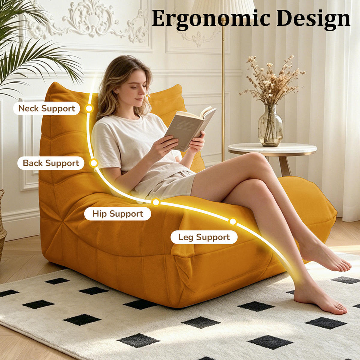 SITZSACK Schwammfüllung 100x90x70cm Kuschelig - Gelb, Textil (90/24/100cm) - Raelunyi