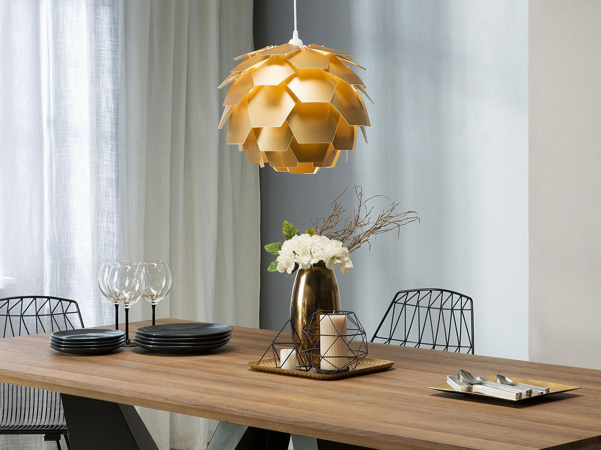 HÄNGELEUCHTE Segre Mini 40/40/30 cm - Goldfarben, Kunststoff (40/40/165cm) - Beliani