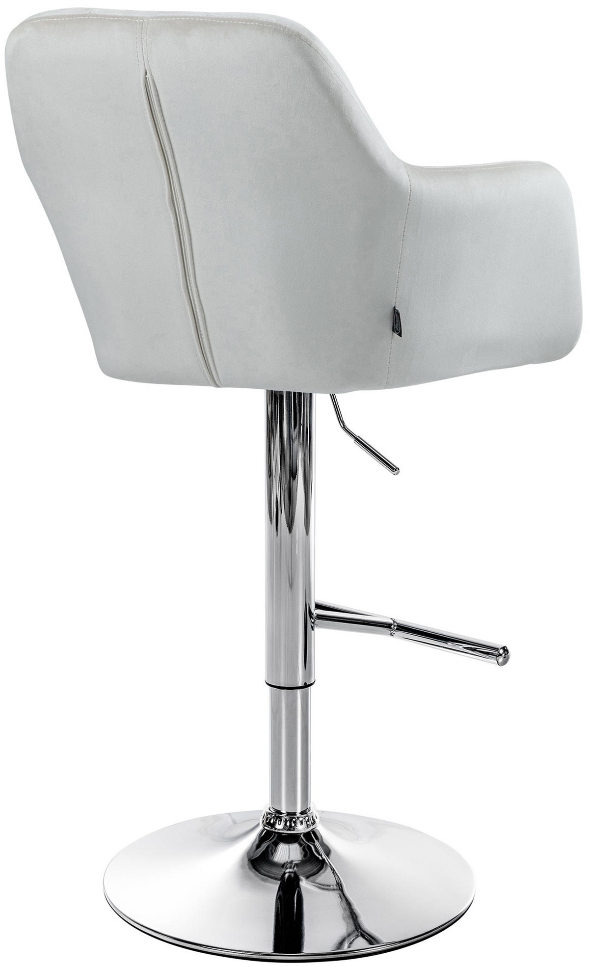 BARHOCKER Nardo Samt chrom creme - Chromfarben/Naturfarben, Textil/Metall (57/118/59cm) - TPFLiving