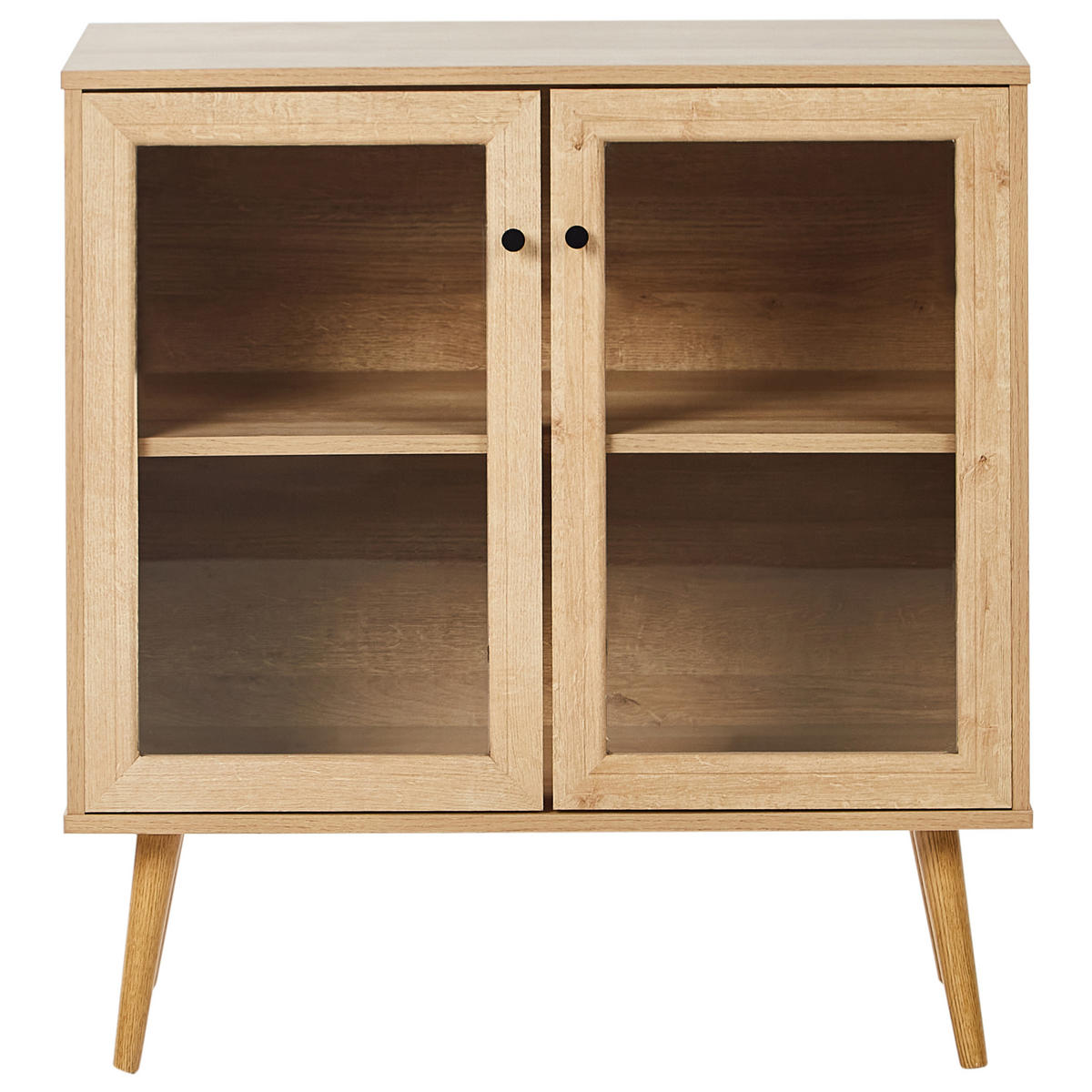 SIDEBOARD mit Glastüren 80 cm Hellbraun Albany - Braun, Holzwerkstoff (80/84/40cm) - Beliani