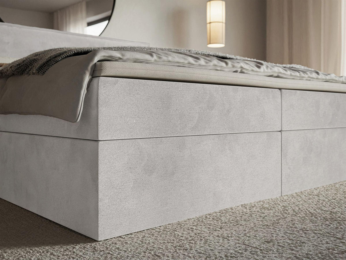 BOXBETT Softie Hellgrau Velours wasserabweisend 180x200 cm - Hellgrau, Textil (180/200cm) - Selsey