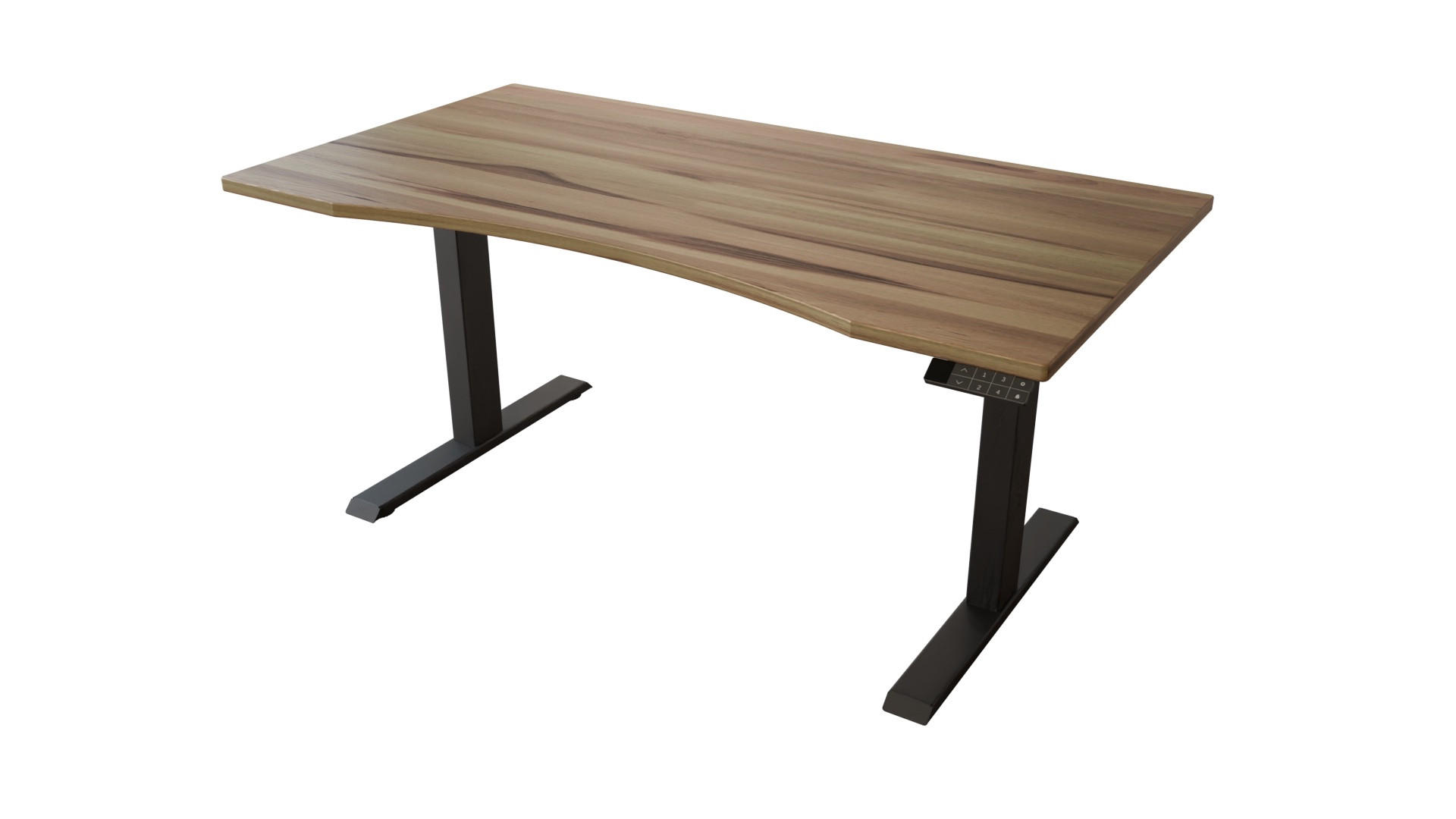 SCHREIBTISCH 150/80/65 - 130 cm elektrisch höhenverstellbar aus Kernbuche ergonomisch - Schwarz/Braun, Holz (80/150/65cm) - MeinMassivholz