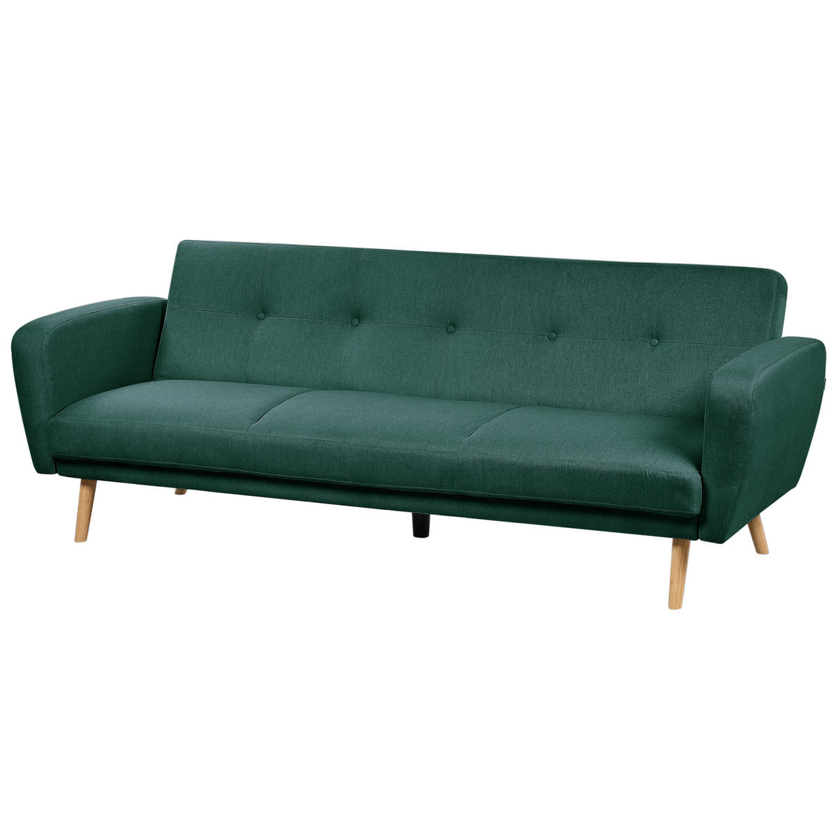 3-SITZER-SCHLAFSOFA dunkelgrün verstellbar Florli - Hellbraun/Grün, Textil (214/82/85cm) - Beliani